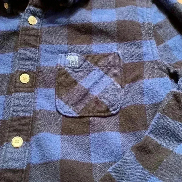 Abercrombie Youth Kids 13/14 Black and Blue Flannel Shirt - Picture 5 of 6